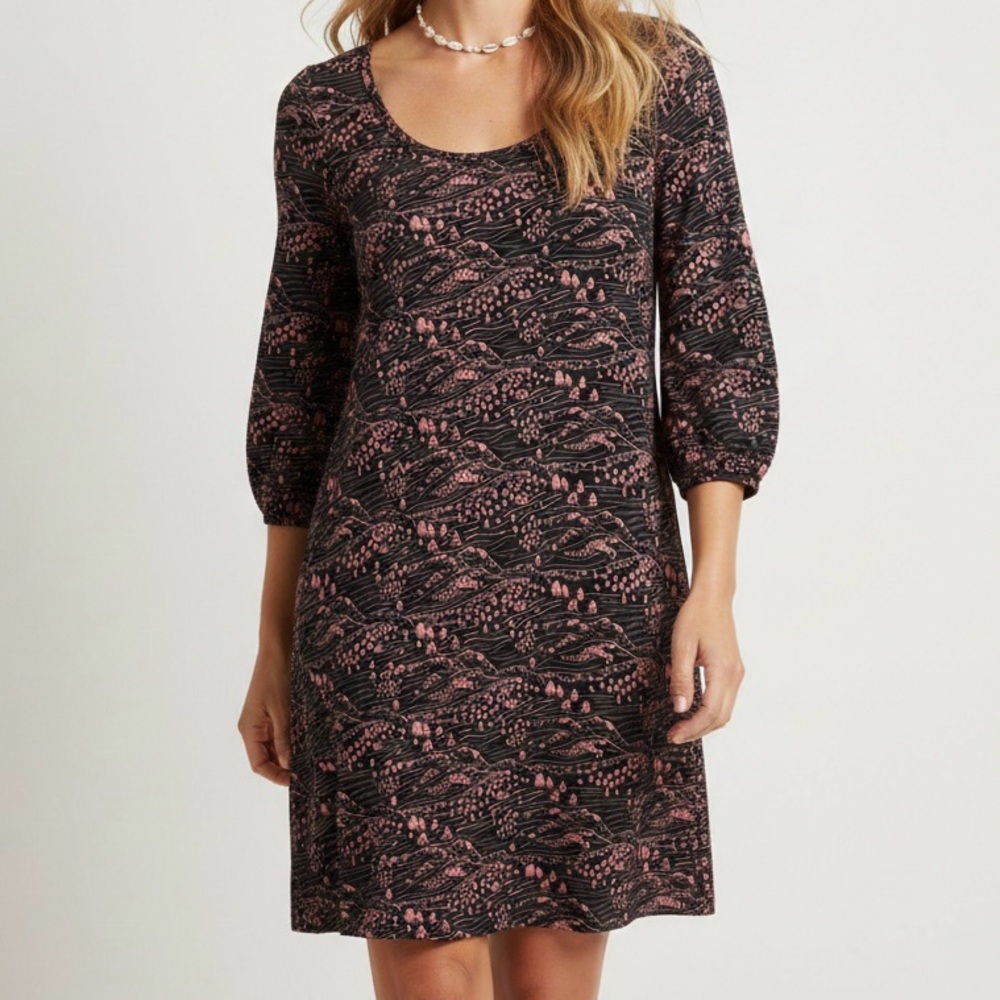 MATA TRADERS Organic Cotton Rosalie Alpine Artsy Traveler Dress Knee Length M